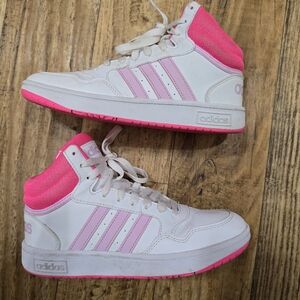 Adidas White and Pink High-Top Sneakers